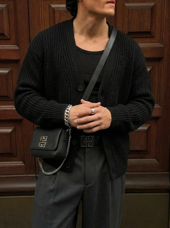 Oversize Crop Cardigan - Black