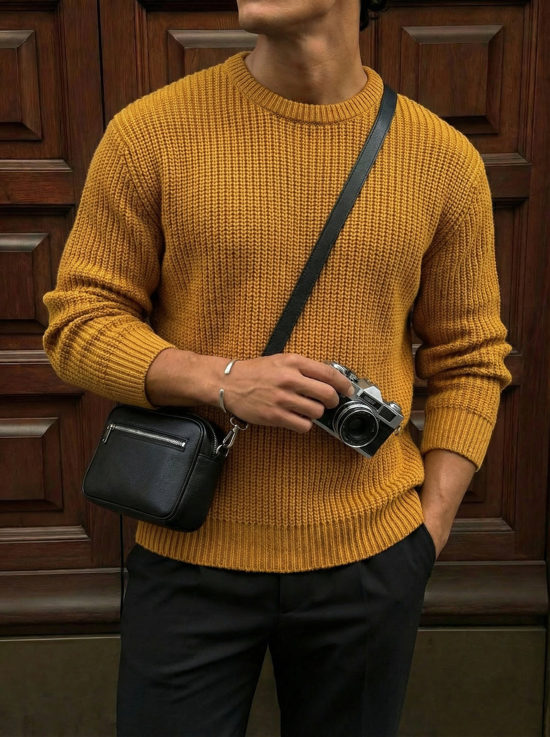 Oversize Structured Knit Sweater - Saffron