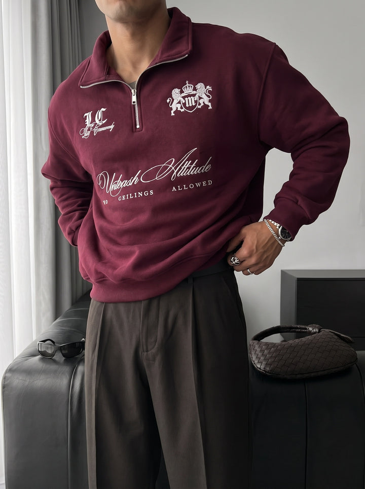 Oversize Half-Zip Local Sweatshirt - Bordeaux