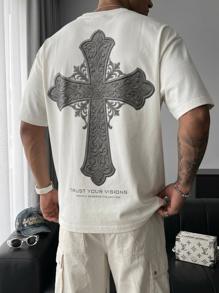 Oversize Cross T-shirt - Ecru