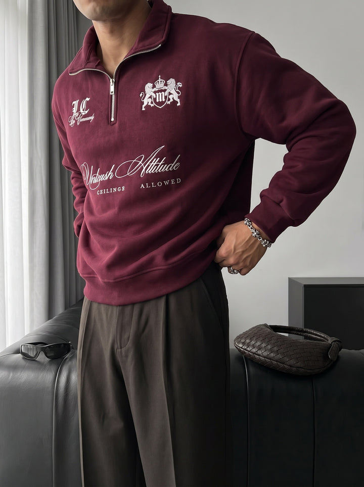Oversize Half-Zip Local Sweatshirt - Bordeaux