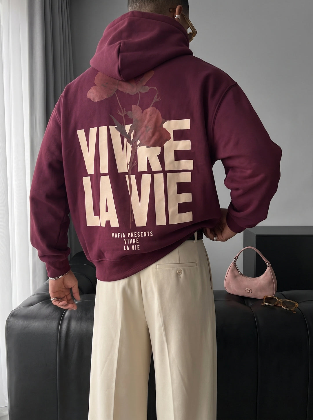 Oversize Vivre La Vie Hoodie - Port Royale