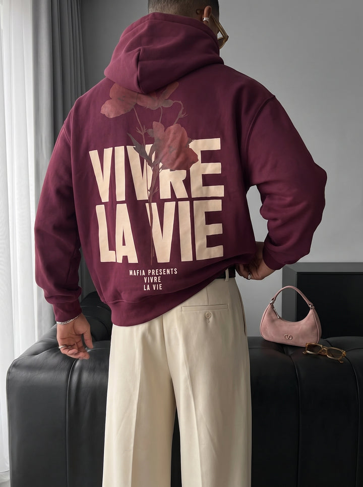 Oversize Vivre La Vie Hoodie - Port Royale