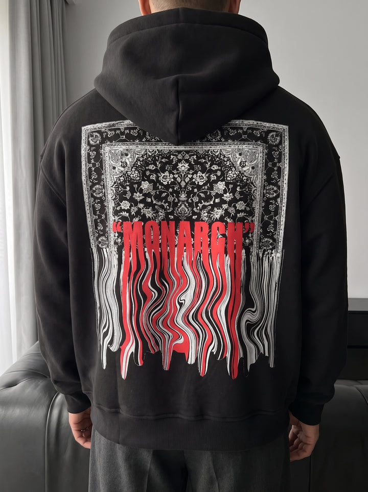 Oversize Monarch Hoodie - Black and Red