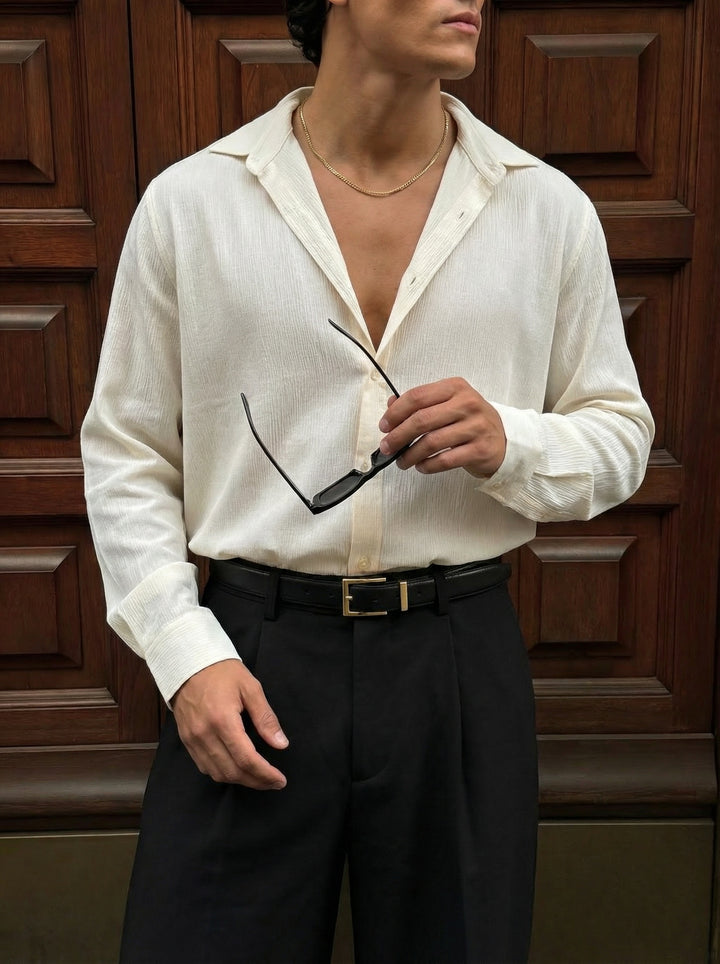 Regular Fit Long Arm Shirt - Beige