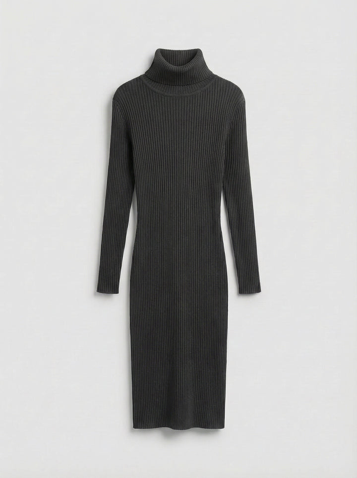 High Neck Knit Dress - Anthracite