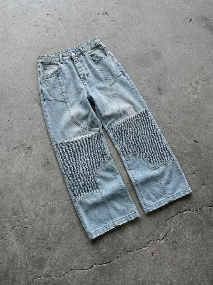 Baggy Seam Detail Jeans - Blue