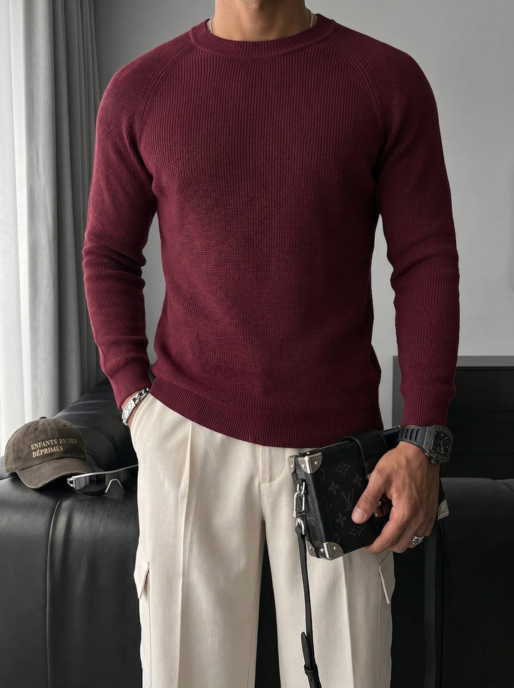Slim Fit Thin Knit Sweater - Plum
