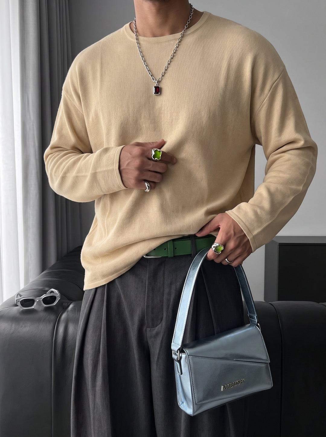 Loose Fit Knit Sweater - Stone