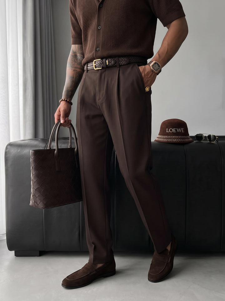 Relaxed Fit Trousers - Brown