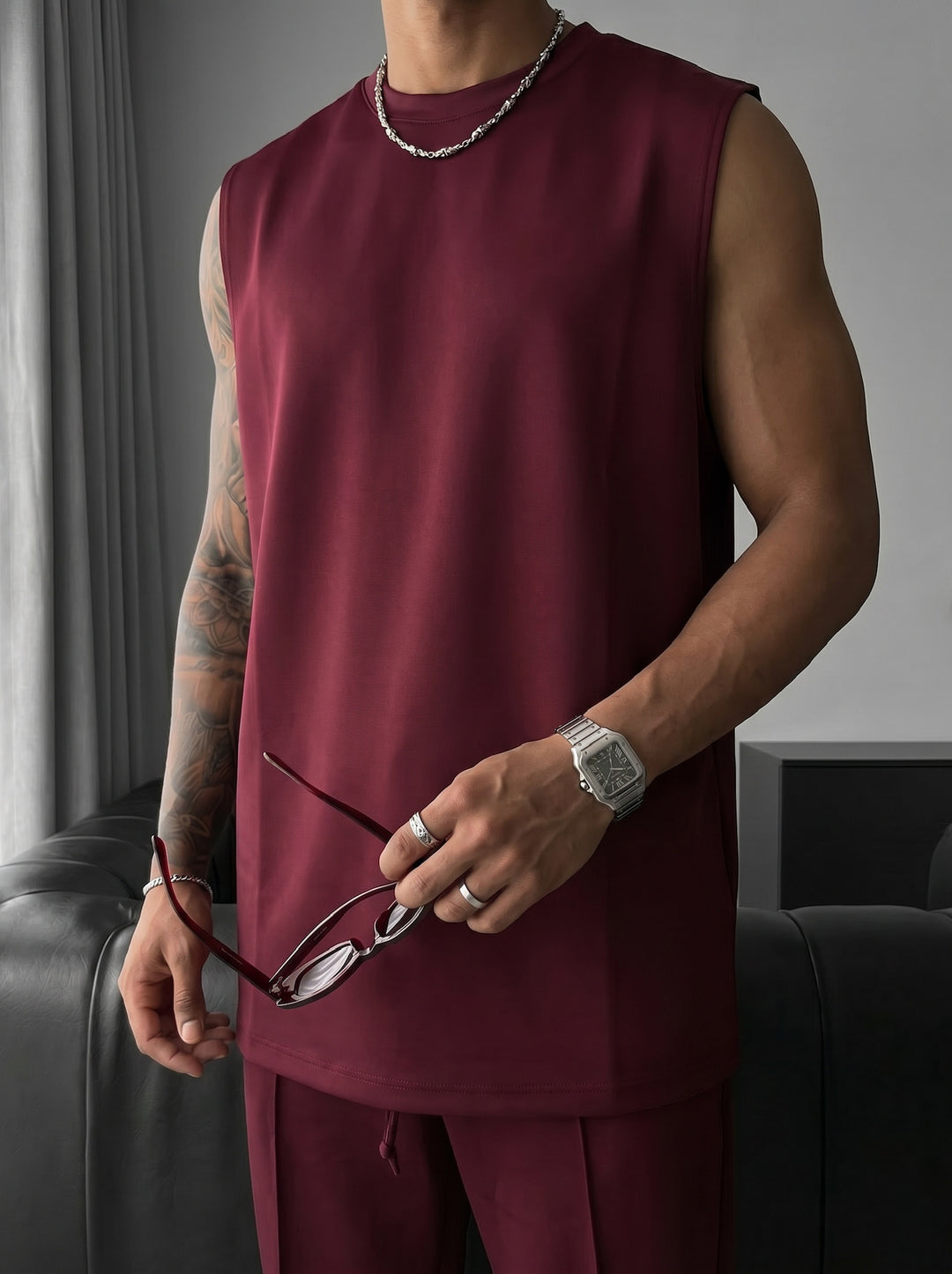 Oversize Diver Tanktop - Bordeaux
