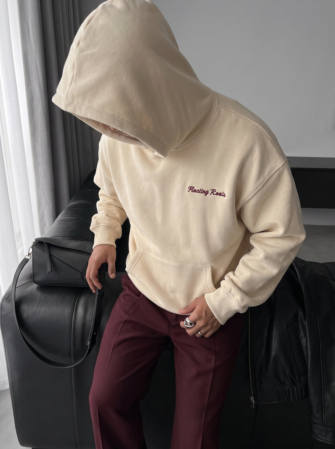 Oversize Floating Roots Hoodie - Beige