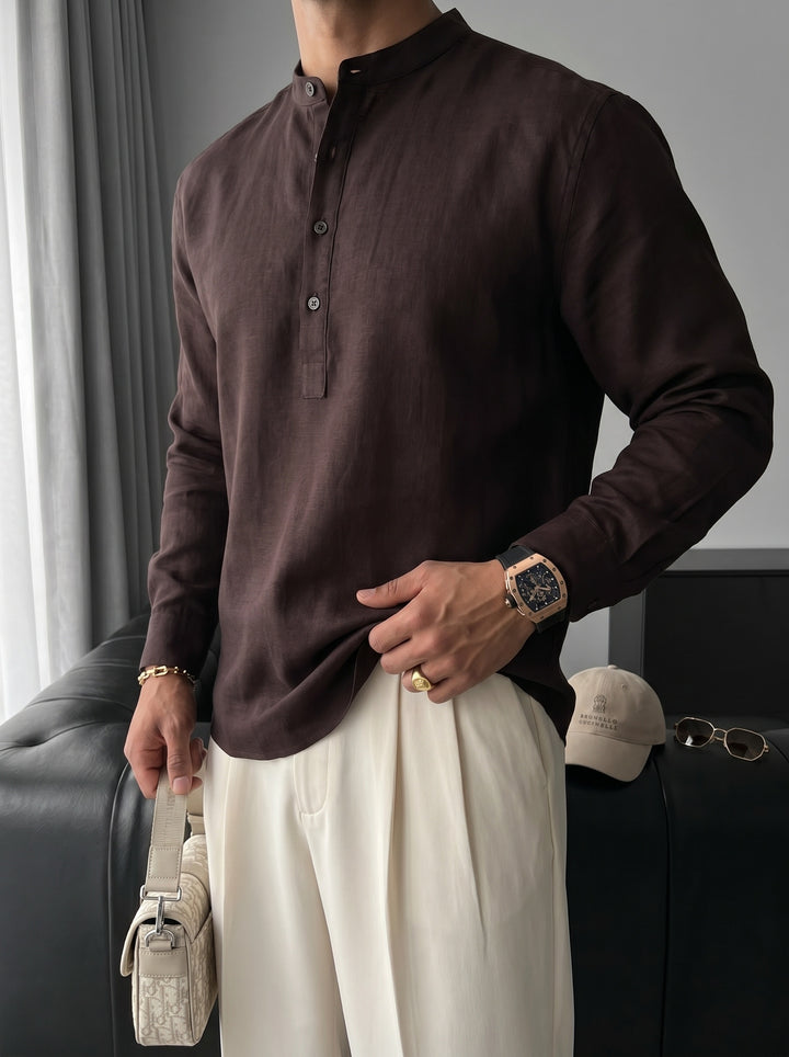 Regular Fit Cotton Shirt - Brown
