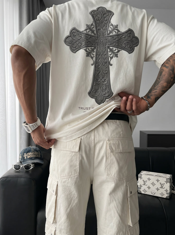 Oversize Cross T-shirt - Ecru