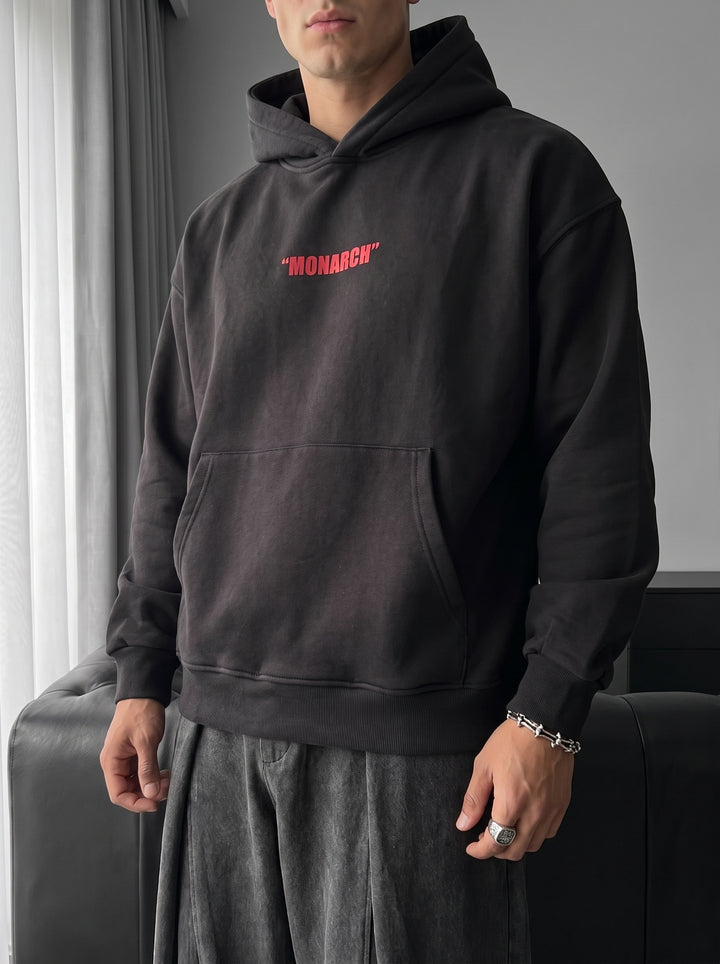 Oversize Monarch Hoodie - Black and Red