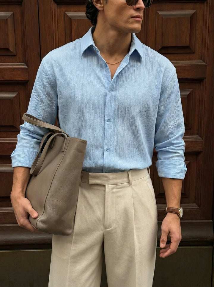 Regular Fit Cotton Shirt - Blue