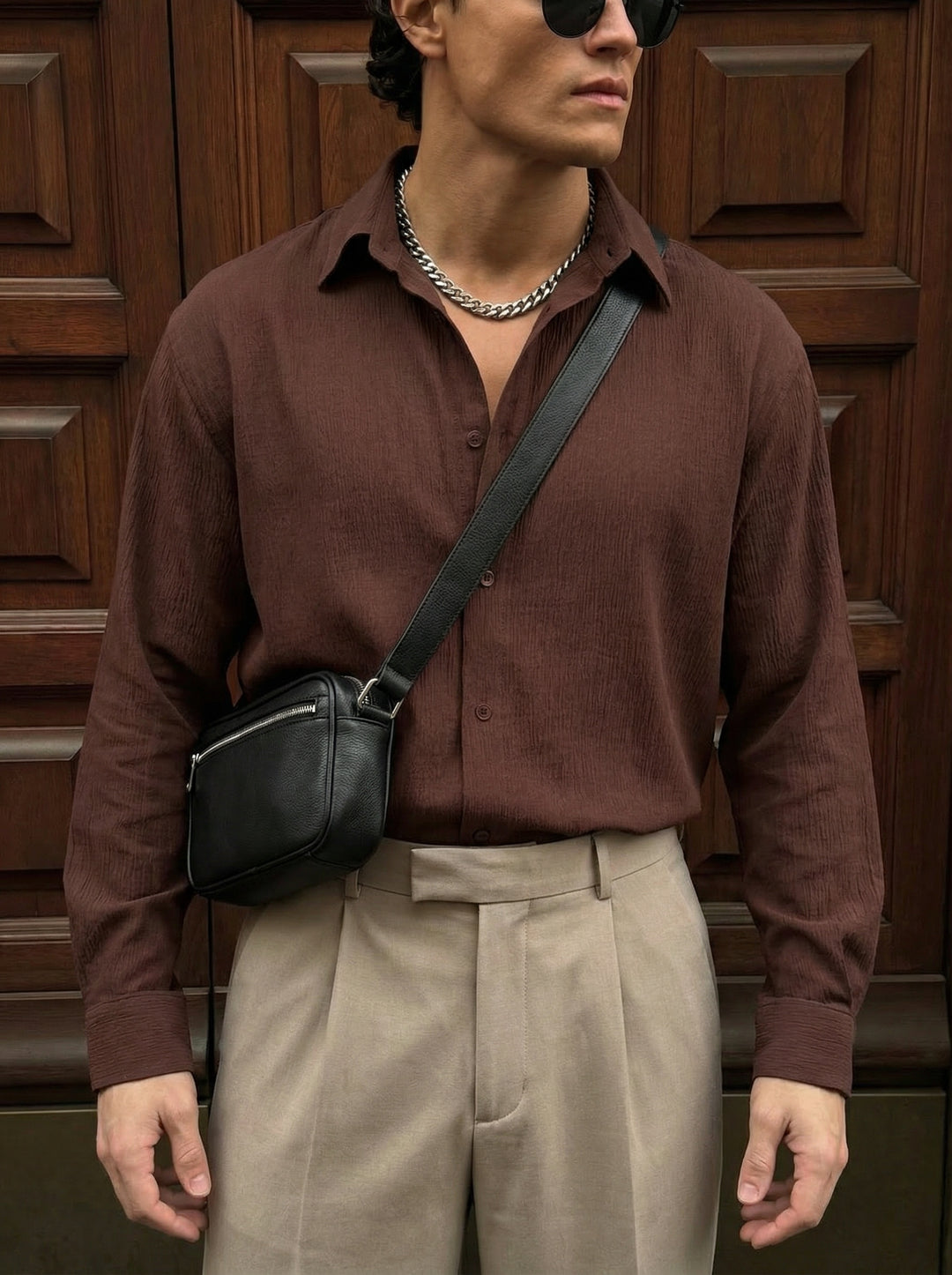 Regular Fit Cotton Shirt - Brown