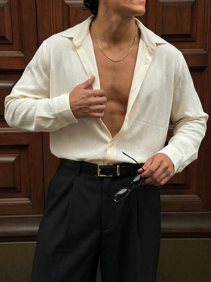 Regular Fit Long Arm Shirt - Beige