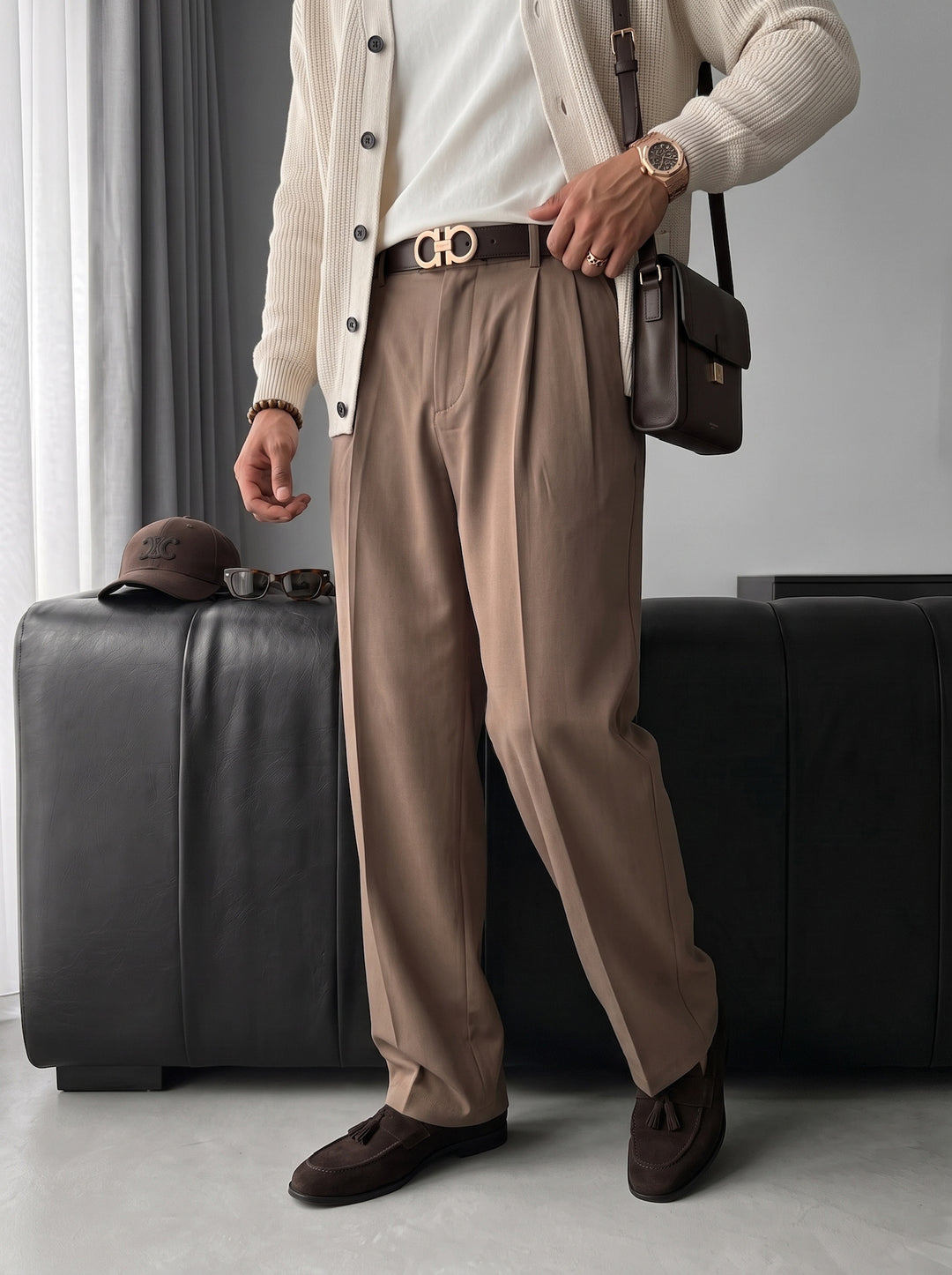 Baggy Chino Trousers - Camel
