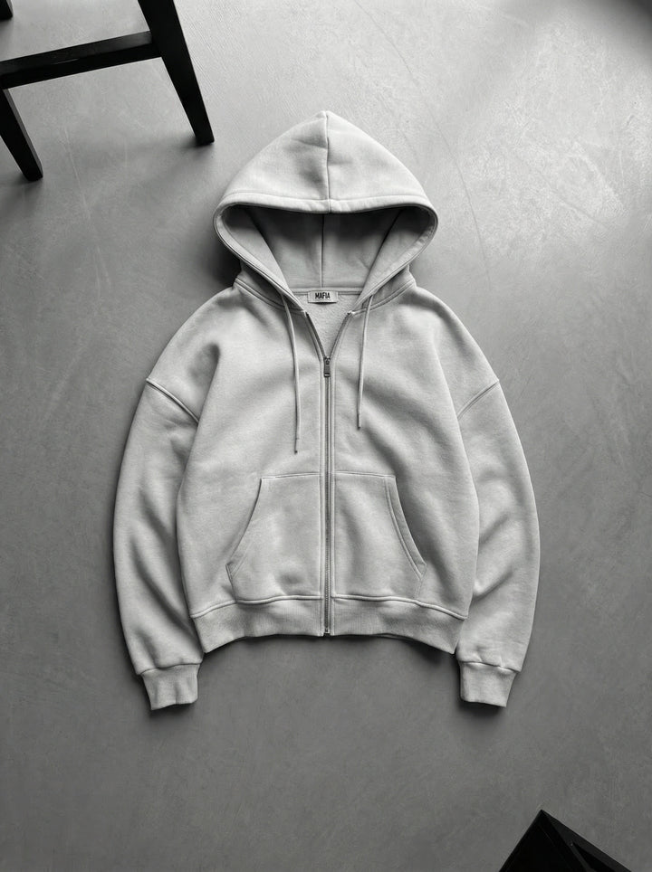 Oversize Basic Zipper Hoodie - Grey
