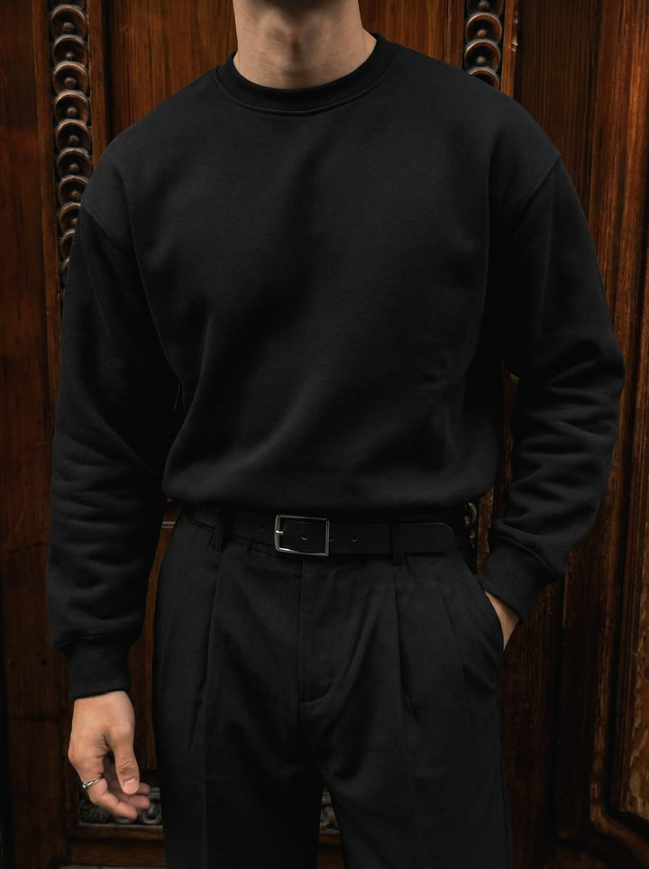 Oversize Basic Sweater - Black