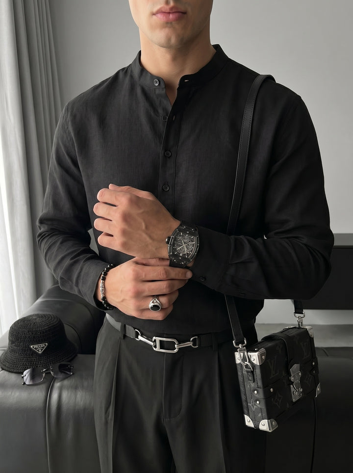 Regular Fit Cotton Shirt - Black