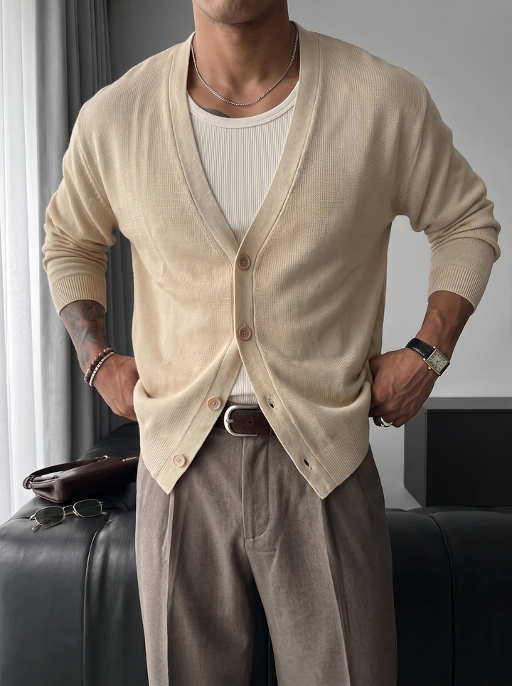 Oversize Crop Cardigan - Beige