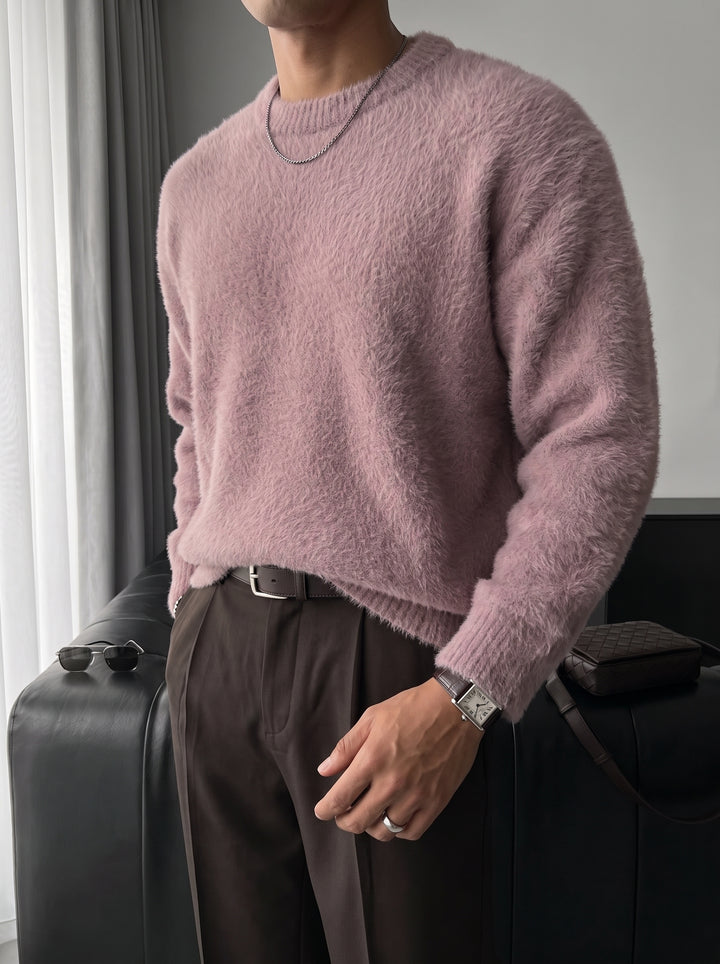 Oversize Hairy Rope Sweater - Lilac Whisper
