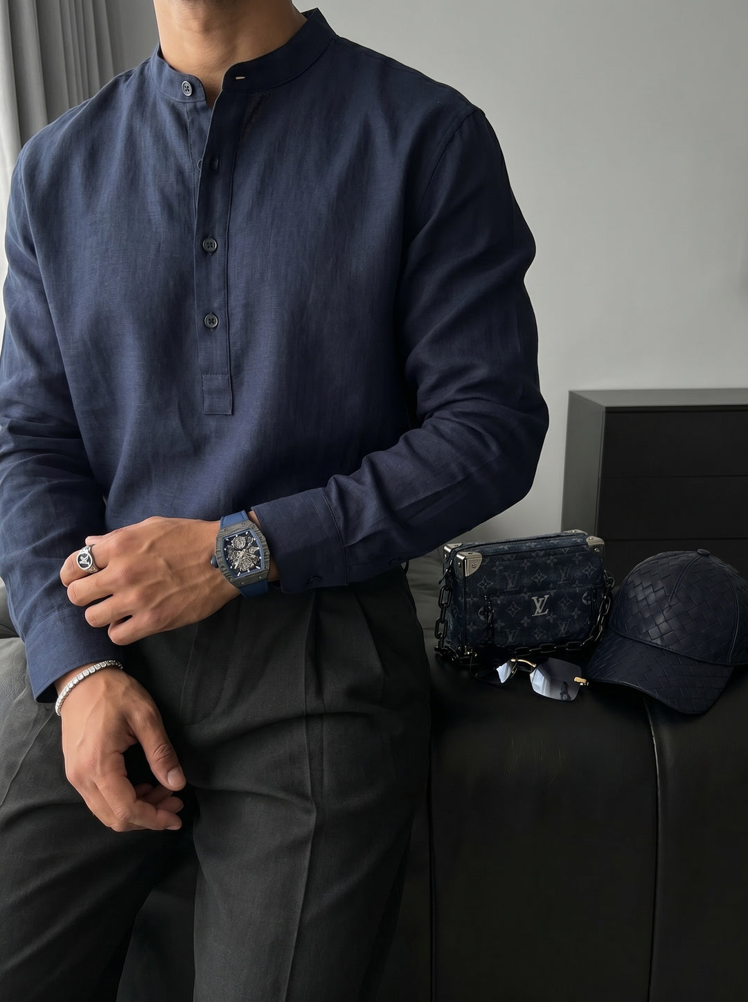Regular Fit Cotton Shirt - Navy Blue