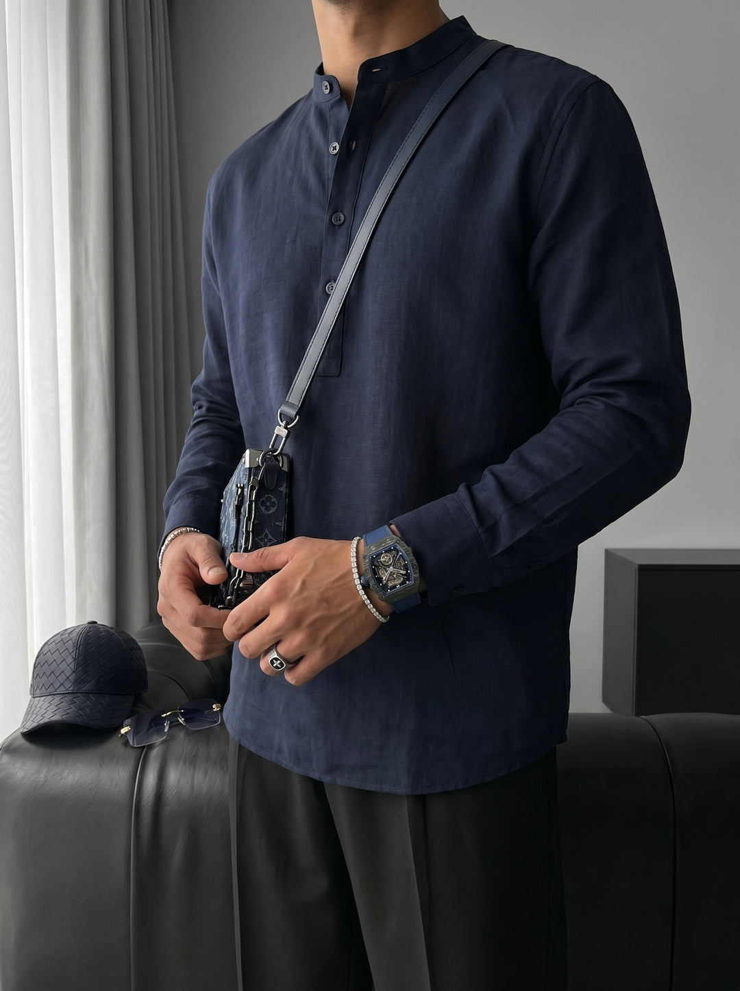 Regular Fit Cotton Shirt - Navy Blue