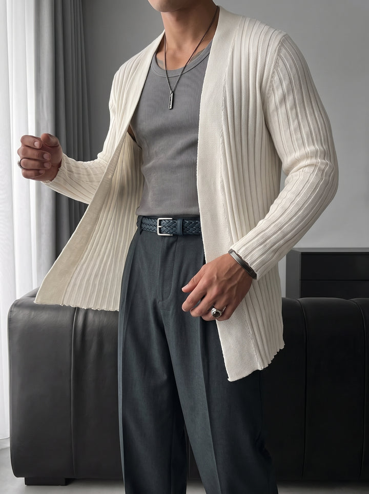 Slim Fit Knit Cardigan - White