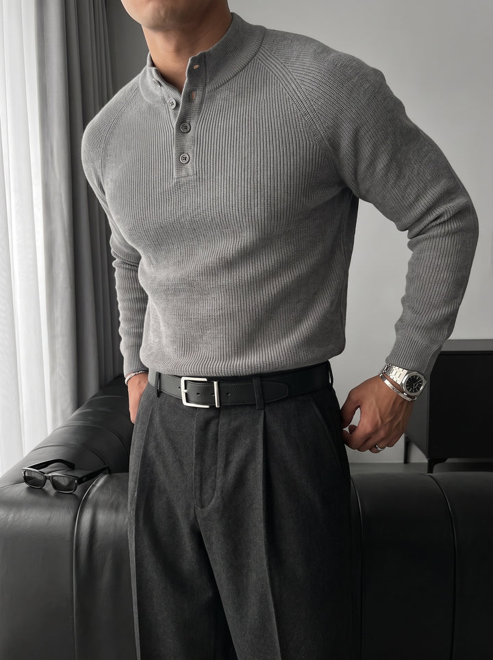 Slim Fit Knit Sweater - Grey