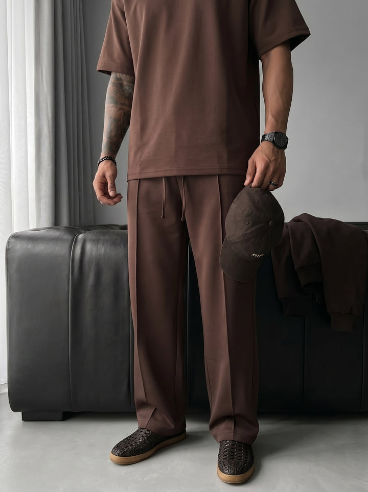 Loose Fit Diver Fabric Trousers - Brown