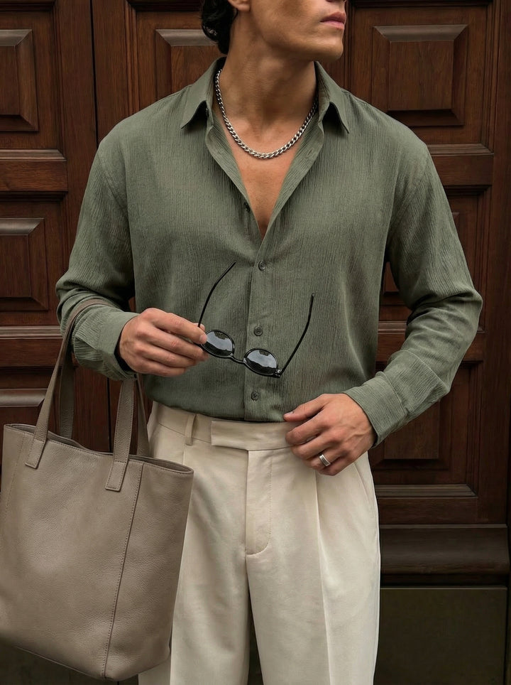 Regular Fit Cotton Shirt - Green
