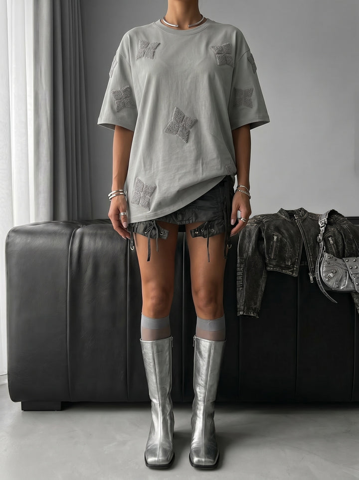 Oversize Detailed T-Shirt - Grey