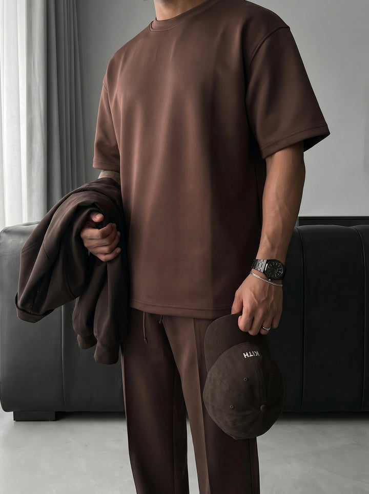 Loose Fit Diver Fabric Trousers - Brown