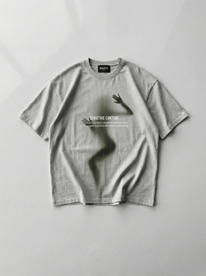 Oversize Sensitive Content T-Shirt - Grey