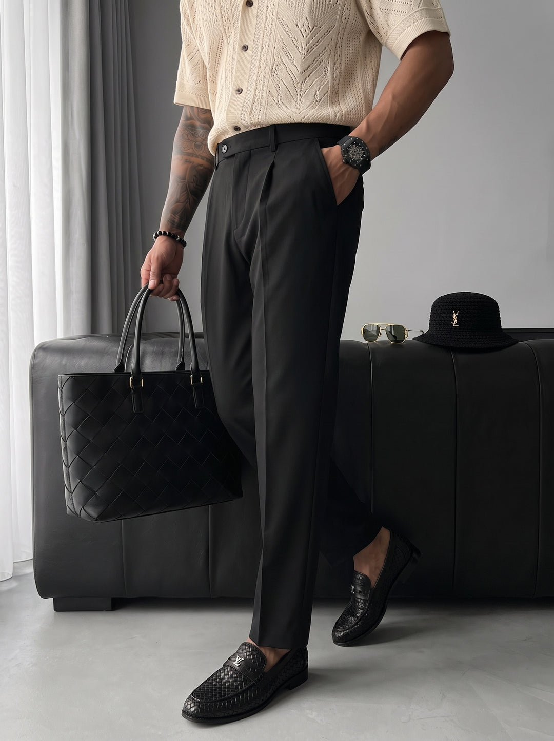Relaxed Fit Trousers - Black