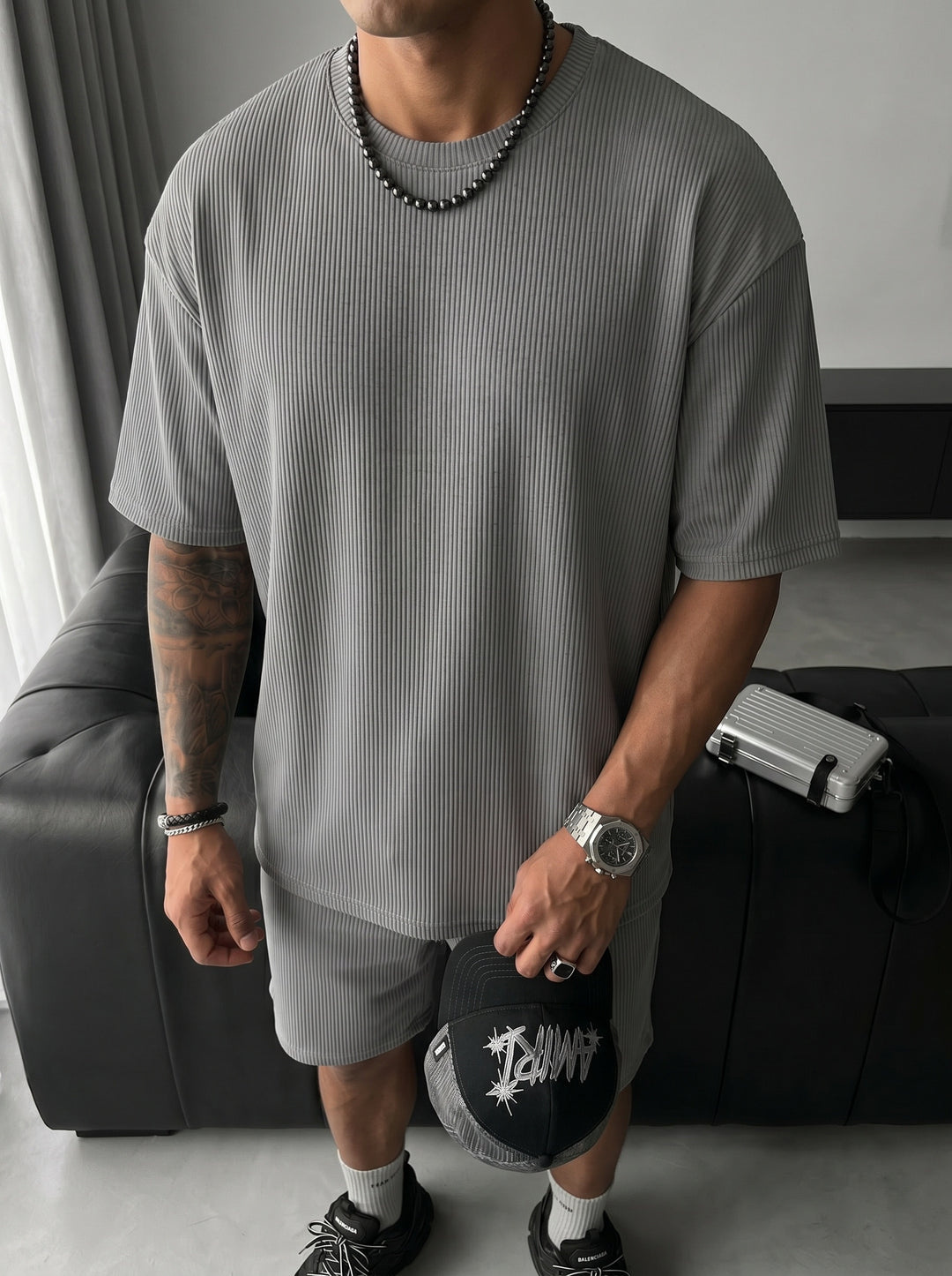 Oversize Cord Tee - Grey