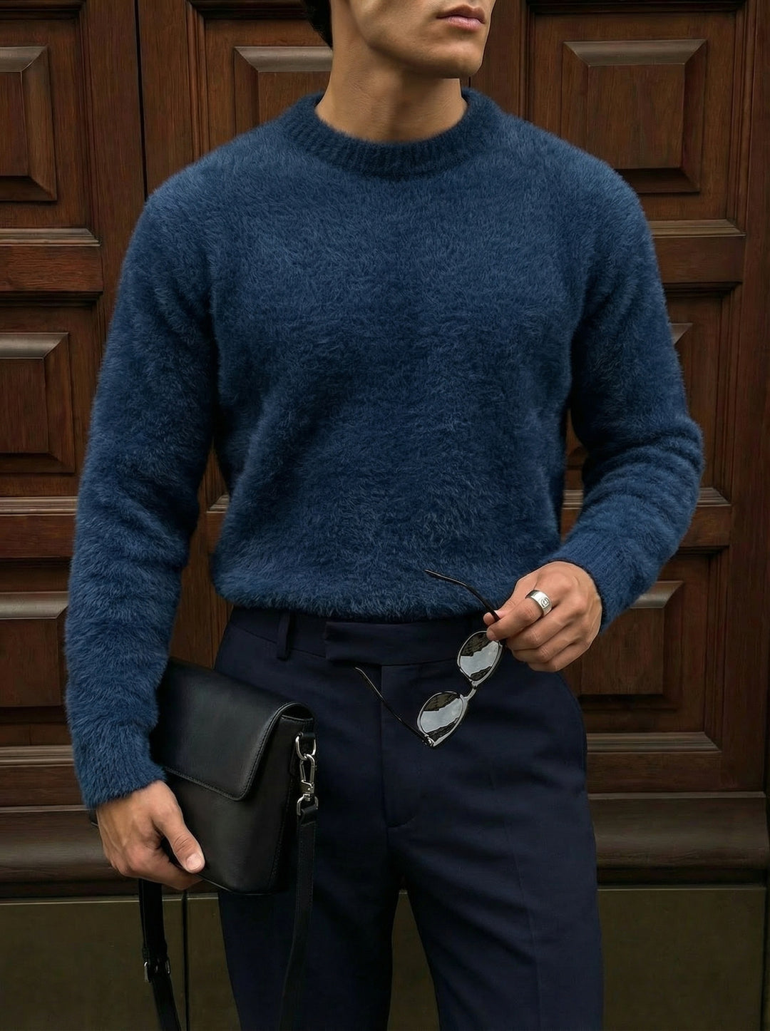 Oversize Hairy Rope Sweater - Indigo