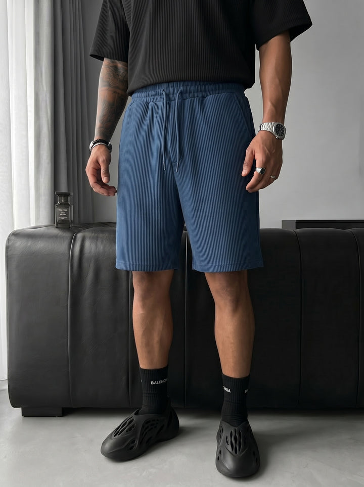 Loose Fit Cord Shorts - Indigo