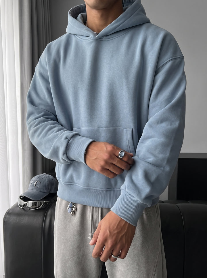 Oversize Basic Hoodie - Faded Denim