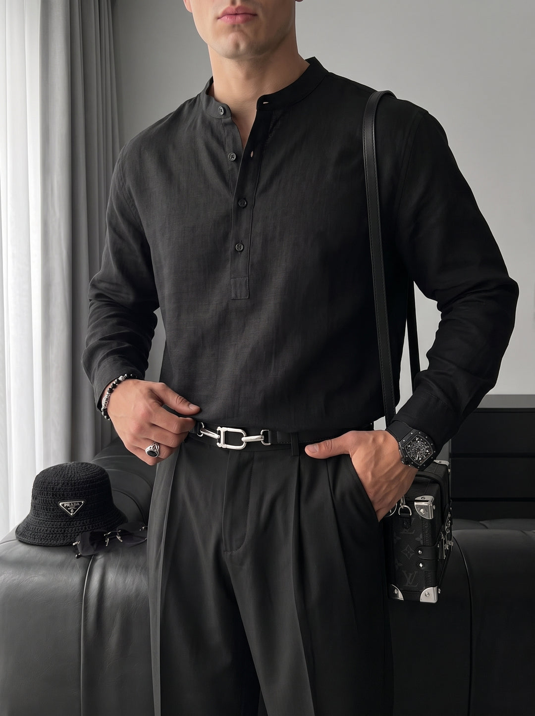 Regular Fit Cotton Shirt - Black