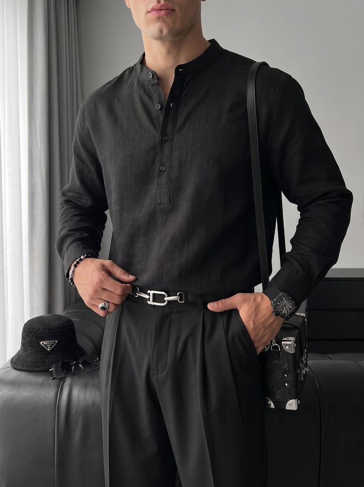 Regular Fit Cotton Shirt - Black