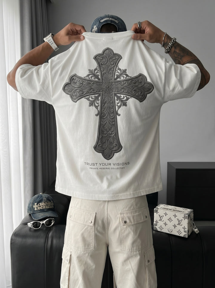 Oversize Cross T-shirt - Ecru