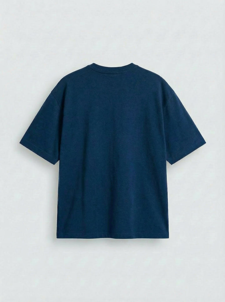 Oversize Basic T-Shirt - Navy Peony
