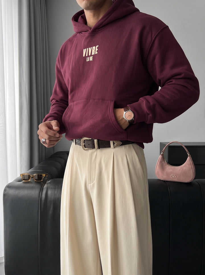Oversize Vivre La Vie Hoodie - Port Royale
