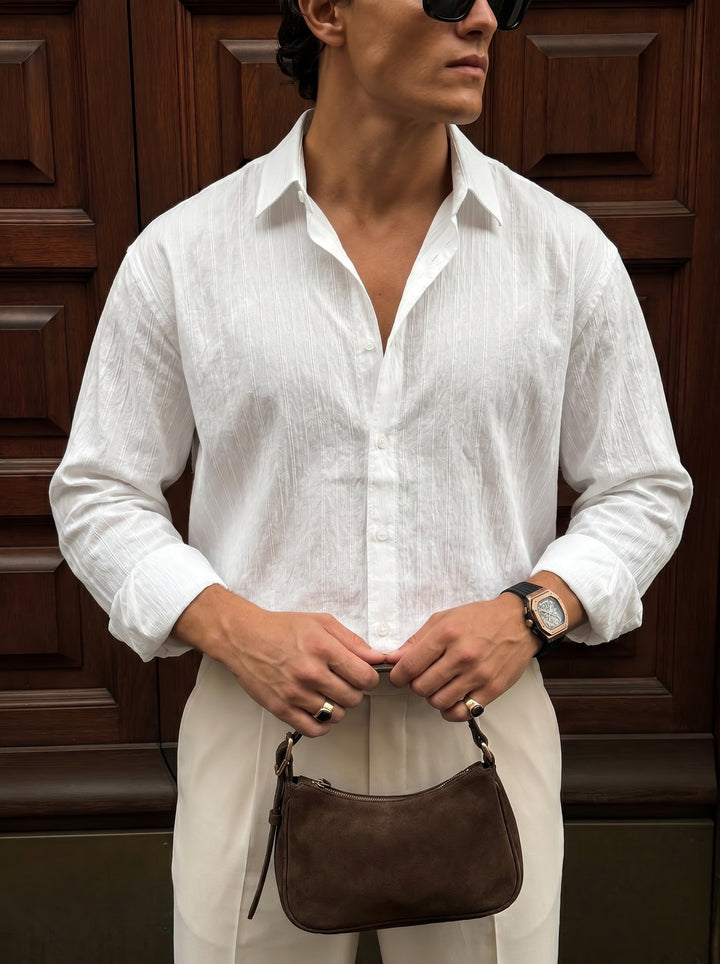 Regular Fit Striped Line Shirt - White