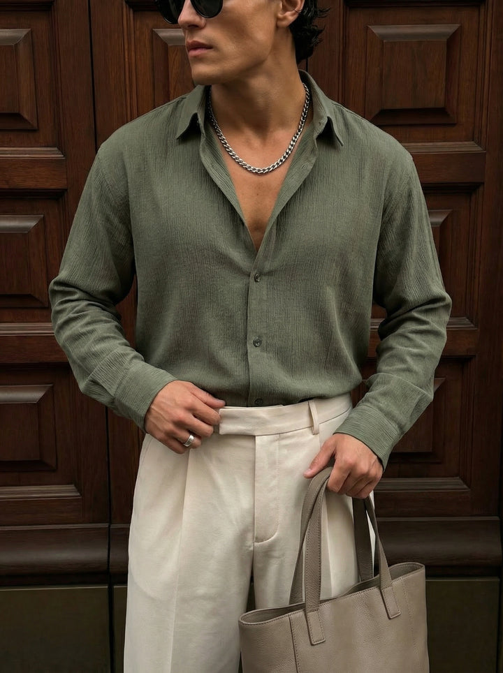 Regular Fit Cotton Shirt - Green