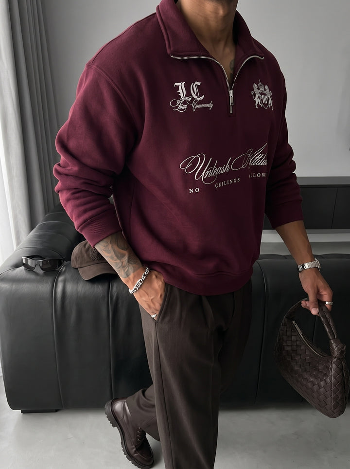 Oversize Half-Zip Local Sweatshirt - Bordeaux